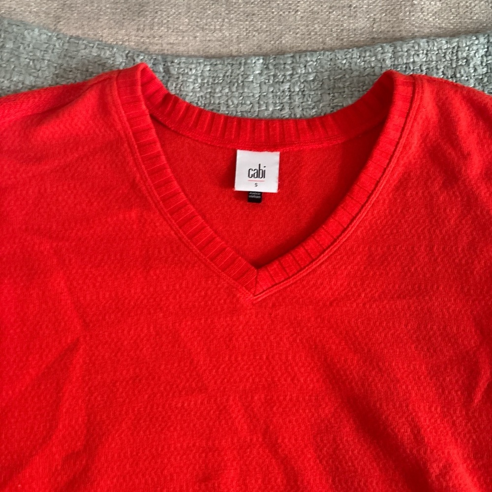 CAbi Orange V-Neck Sweater